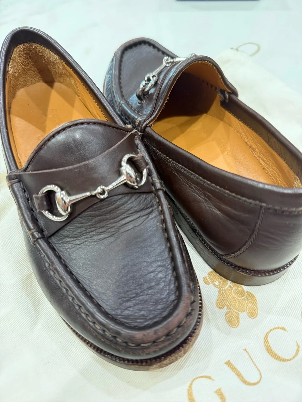 Boys Gucci Dark Brown Leather Horsebit Slip-On Loafers